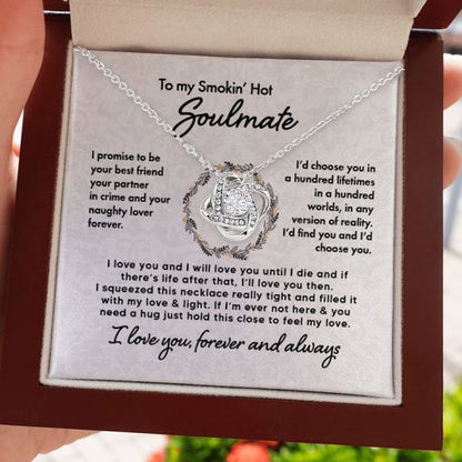 To My Girlfriend Soulmate Wife Necklace Gift - I promise to be your best friend, your partner in crime Love Knot Necklace, Alluring Beauty, Sunflower Necklace Gift from Husband 365B - TGV