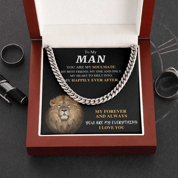 To My Man Necklace, My Forever And Always You Are My Everything I Love You, Necklace for Husband, Necklace for Boyfriend's, Cuban Link Chain Necklace - TGV