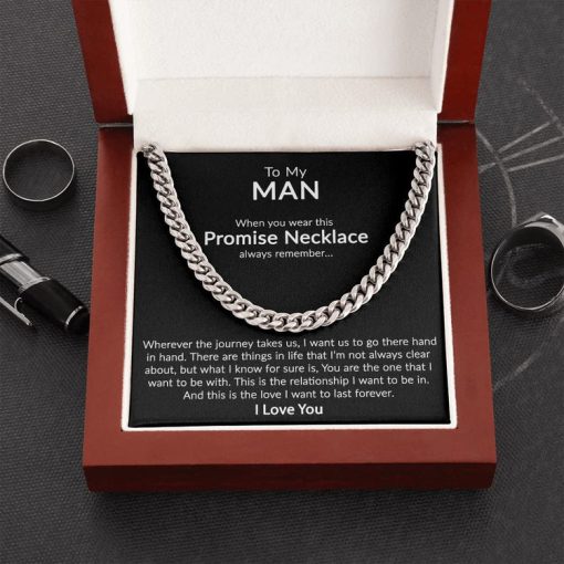 To My Man Promise Necklace Cuban Link Chain Necklace With Message Card Gift For Him From Her, Wedding gift, Valentine Day, Birthday - TGV