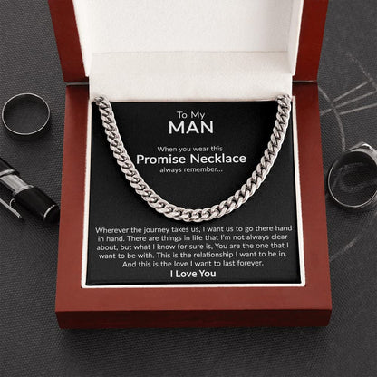 To My Man Promise Necklace Cuban Link Chain Necklace With Message Card Gift For Him From Her, Wedding gift, Valentine Day, Birthday - TGV