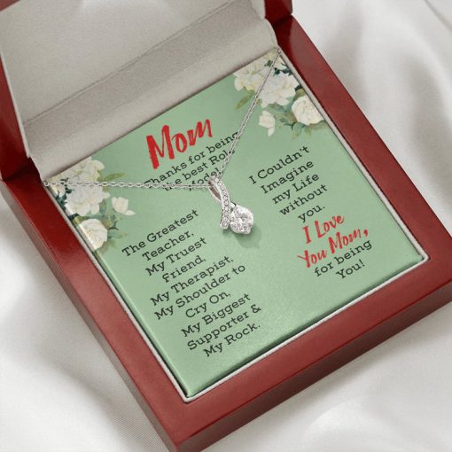 To My Mom Necklace Gift - The Greatest Teacher, My Truest Friend, My Therapist, My Shoulder to cry on, My supporter & my rock Alluring Beauty Necklace 104H - TGV
