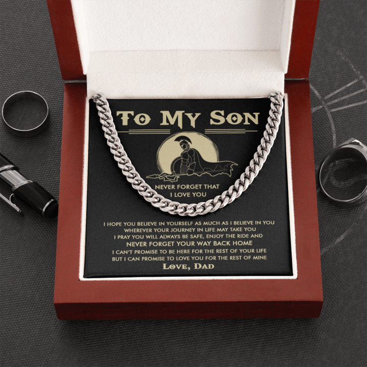 To My Son - Enjoy The Ride And Never Forget Your Way Back Home - Cuban Link Chain Necklace - TGV