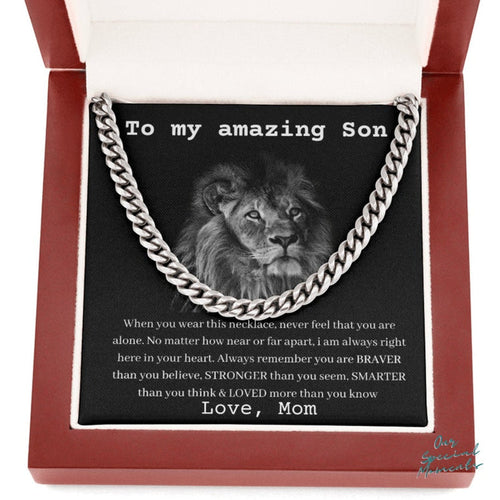 To My Son Necklace Gift From Mom, Never Feel That You Are Alone, Cuban Link Chain Necklace - TGV