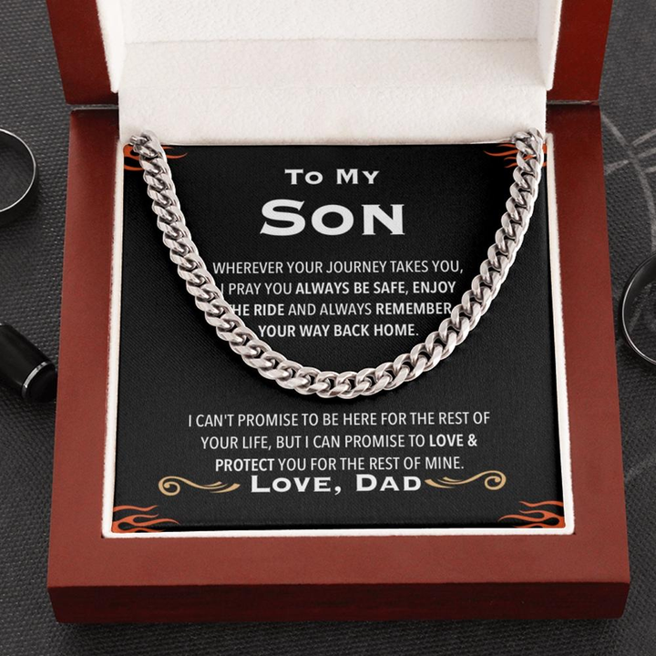To My Son Necklace - I Can Promise To Love - Cuban Link Chain Necklace - TGV