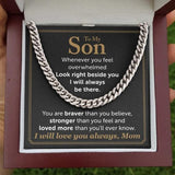 To My Son Necklace - I will love you always, Mom Cuban Link Chain Necklace XL007G - TGV