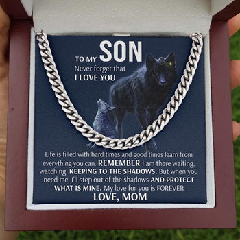 To My Son Necklace - Keeping To The Shadows Cuban Link Chain Necklace Love, Mom - TGV