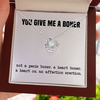 To My Wife Girlfriend Soulmate Necklace - Funny You Give Me A Boner An Affection Erection Love Knot - Alluring Beauty - Cross Dancing Necklace 029E - TGV