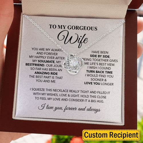 To My Wife Girlfriend - You are my always and forever, my happily ever after, my soulmate, best friend - Love Knot, Alluring Beauty, Sunflower, Turtle Necklace Girlfriend Gift- 363D - TGV