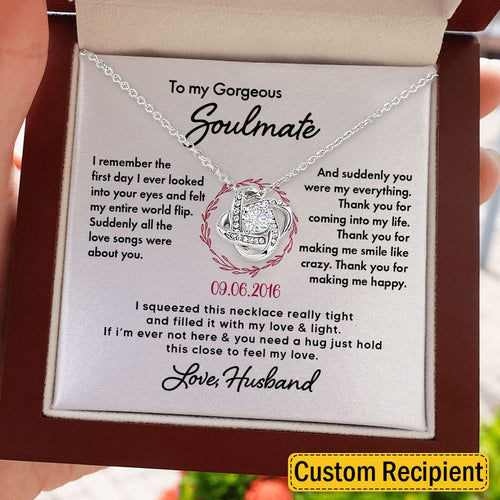 To My Wife Soulmate Girlfriend Necklace Gift I remember the first day I ever looked into your eyes - Custom Love Knot Necklace, Alluring Beauty, Sunflower Necklace Gift 003C - TGV