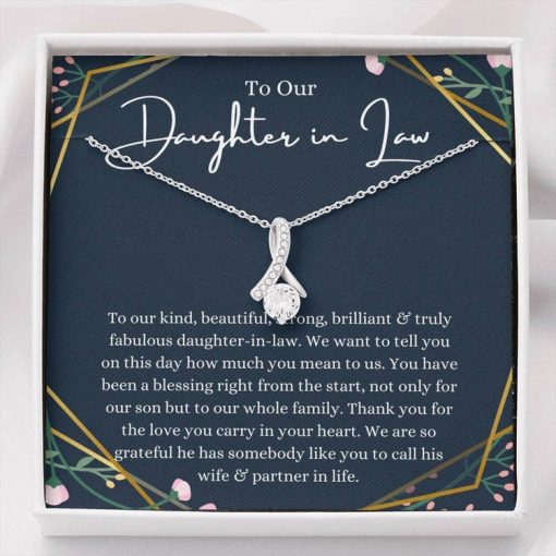 To Our Daughter-In-Law Necklace Gift On Wedding Day, Future Daughter In Law Wedding Gift, Bride Gift From Mother & Father In Law, Alluring Beauty Necklace - TGV