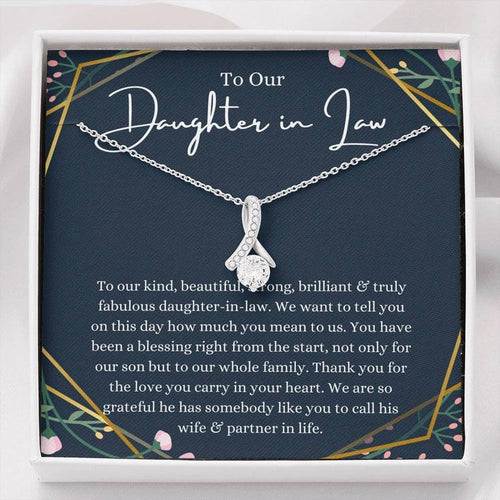 To Our Daughter-In-Law Necklace Gift On Wedding Day, Future Daughter In Law Wedding Gift, Bride Gift From Mother & Father In Law, Alluring Beauty Necklace - TGV