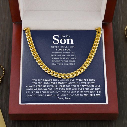 To my Son Necklace From Mom - Always keep me in your heart Love , Mom Cuban Link Chain Necklace 062G - TGV