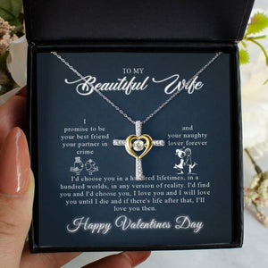 To my Soulmate Necklace Gift - I promise to be your best friend you partner in crime and you naughty lover forever - Custom Name Girlfriend, Wife Love Knot, Alluring Beauty, Turtle, Cross Dancing Necklace Gift 357B - TGV