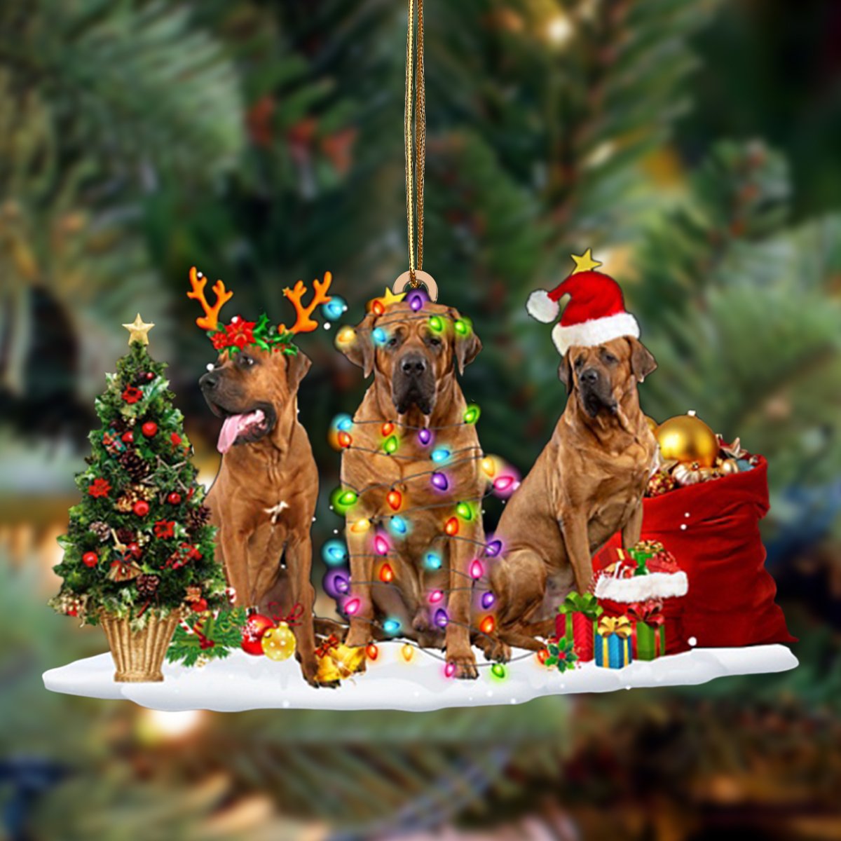 Godmerch- Ornament- Tosa-Christmas Dog Friends Hanging Ornament, Happy Christmas Ornament, Car Ornament