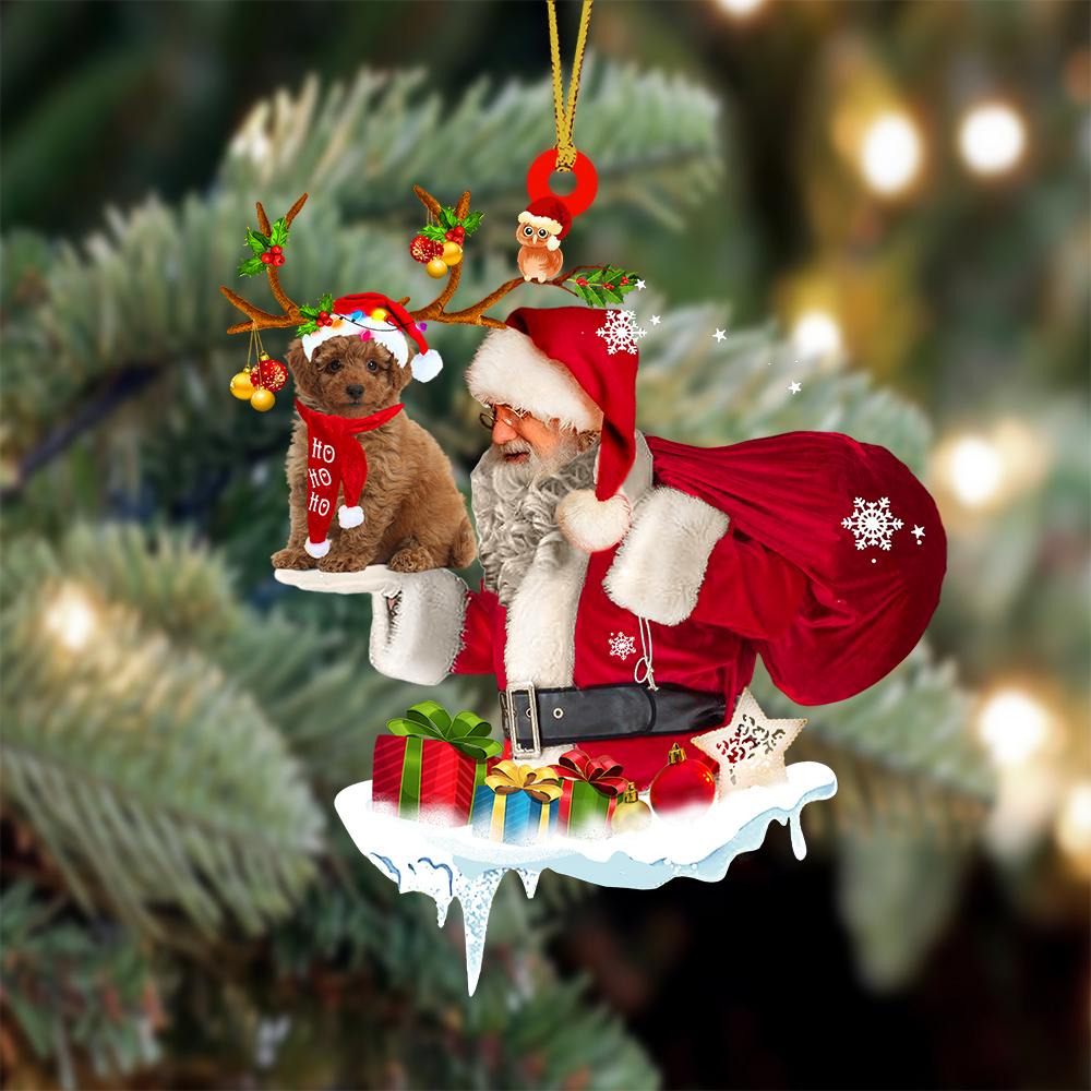 Toy Poodle And Santa Claus Christmas Ornament Godmerch