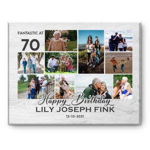 70th Birthday Photo Collage Canvas Print, 70th Birthday Gift