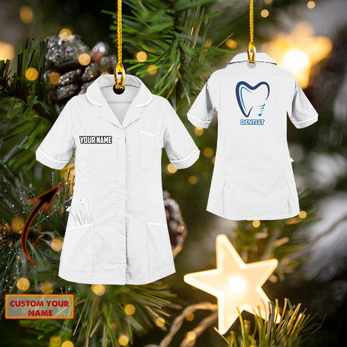 Ornament - Personalized Custom Name Dentist Custom Shaped Flat Ornament Christmas