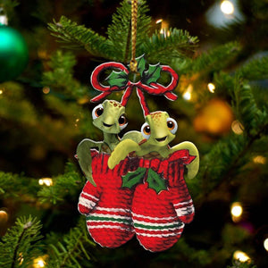 Ornament- Turtle Inside Your Gloves Christmas Holiday-Two Sided Ornament, Christmas Ornament, Car Ornament