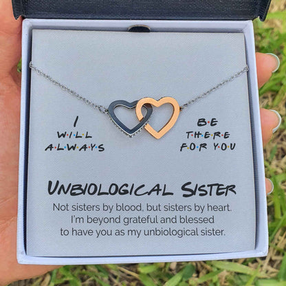 Pamaheart- Interlocking Hearts Necklace- Unbiological Sister - I Will Always Be There For You - Interlocking Heart Necklace