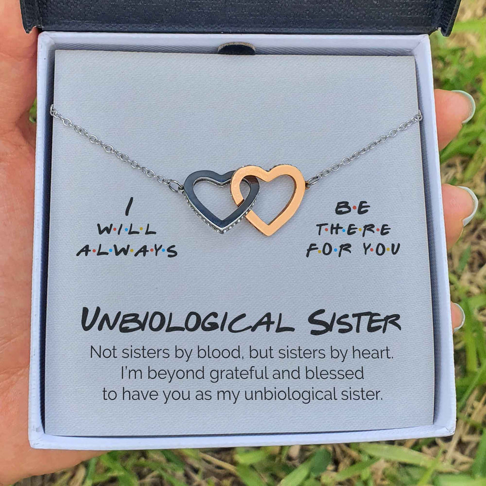 Pamaheart- Interlocking Hearts Necklace- Unbiological Sister - I Will Always Be There For You - Interlocking Heart Necklace