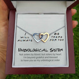 Interlocking Hearts Necklace- Unbiological Sister - I Will Always Be There For You - Interlocking Heart Necklace