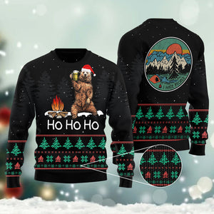 Ho Ho Ho Bear Camping Ugly Christmas Sweater 