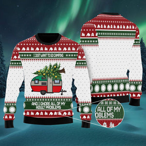 I Just Want To Camping Ugly Christmas Sweater 