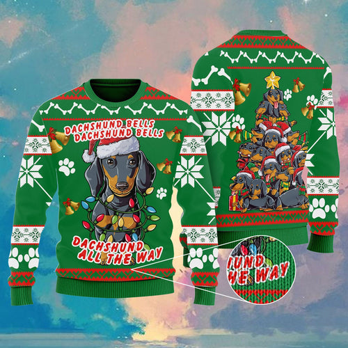 Dachshund Dog Bells Christmas Ugly Christmas Sweater 