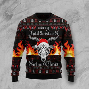 Satan Claus Merry Anti Christmas Hail Satanic Ugly Christmas Sweater 