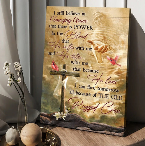 Unique cross Red cardinal Jesus I still believe in amazing grace- Matte Canvas