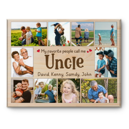 Uncle Photo Collage Canvas Print, Presents For Uncle, My Favorite People Call Me Uncle