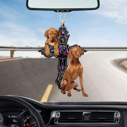 Vizsla Pray For God Car Hanging Ornament Dog Pray For God Ornament Godmerch