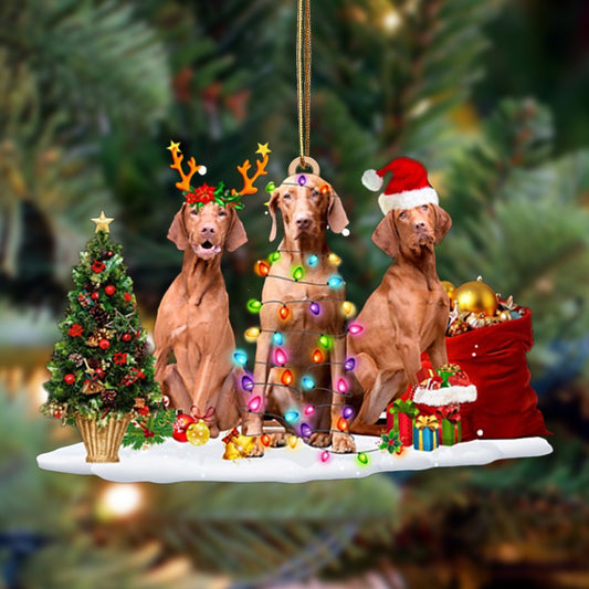 Godmerch- Ornament- Vizsla-Christmas Dog Friends Hanging Ornament, Happy Christmas Ornament, Car Ornament