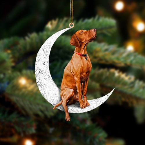 Vizsla Sit On The Moon Two Sided Ornament Dog Hanging Christmas Ornament