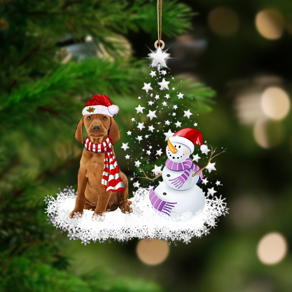Vizsla-Star Tree Hanging Ornament