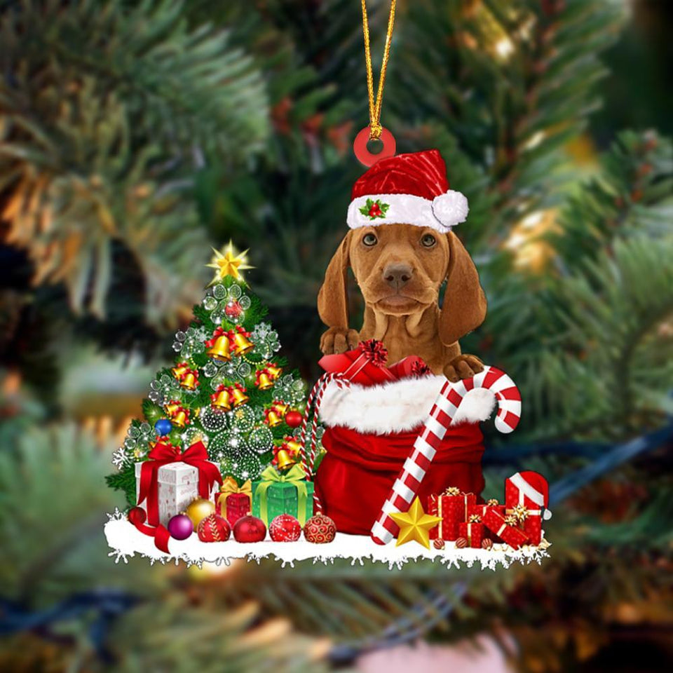 Godmerch- Ornament- Vizsla Gift Bag Merry Christmas Ornament Dog Ornament, Car Ornament, Christmas Ornament