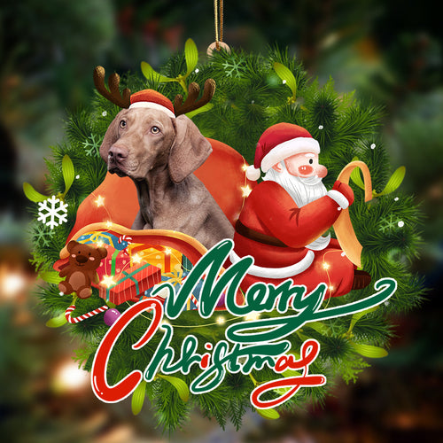 Godmerch- Ornament- Vizsla-Santa & dog Hanging Ornament, Happy Christmas Ornament, Car Ornament