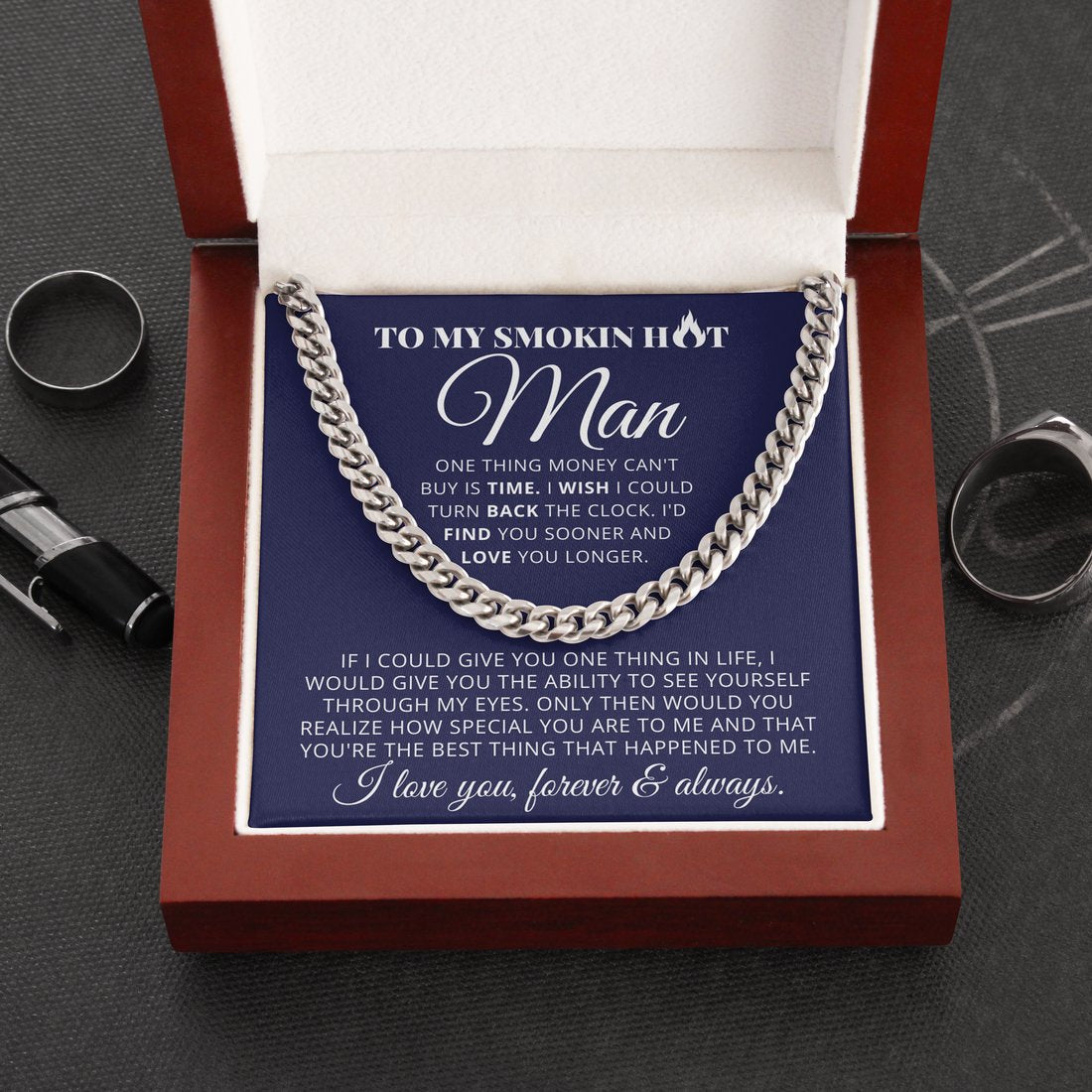 To My Hot Man Cuban Link Chain I'd find You Sooner and Love You Longer Boyfriend Husband Necklace