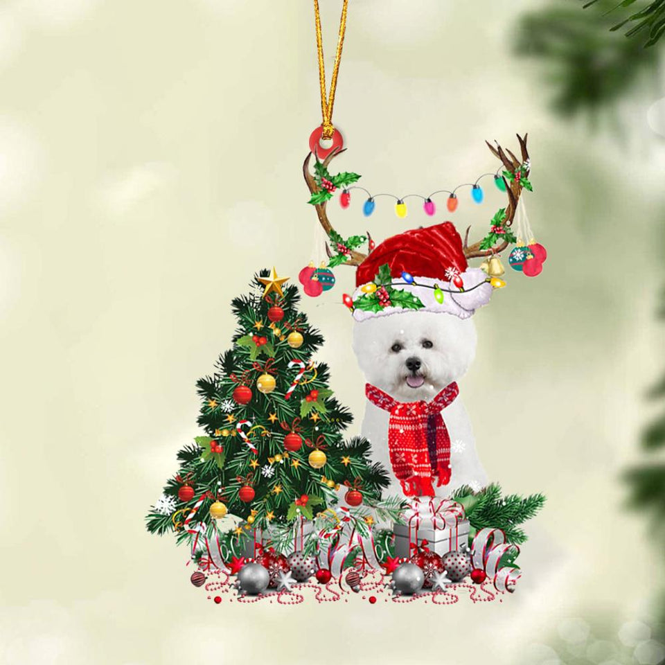 Ornament- WHITE Bichon Frise-Christmas Tree Gift Hanging Ornament, Happy Christmas Ornament, Car Ornament