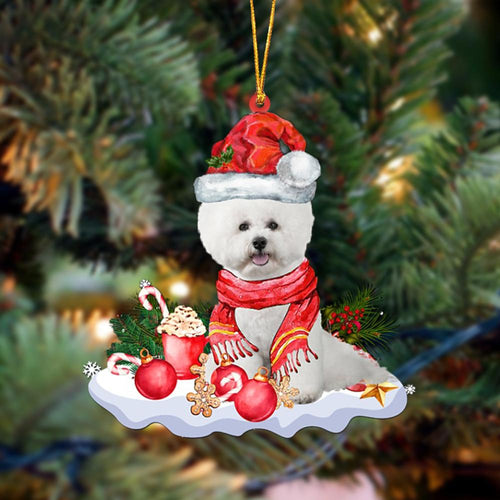 Ornament- WHITE Bichon Frise-Better Christmas Hanging Ornament, Happy Christmas Ornament, Car Ornament