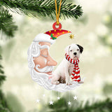 White Boxer With Santa Christmas Ornament Dog Christmas Ornament