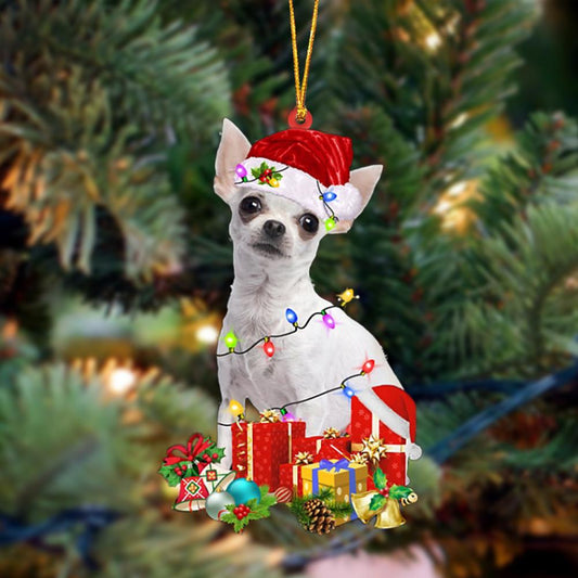 Ornament- WHITE Chihuahua-Dog Be Christmas Tree Hanging Ornament, Happy Christmas Ornament, Car Ornament