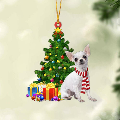 Godmerch- Ornament- WHITE Chihuahua-Christmas Star Hanging Ornament, Happy Christmas Ornament, Car Ornament