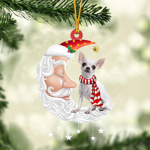 White Chihuahua With Santa Christmas Ornament Dog Christmas Ornament