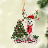 Godmerch- Ornament- WHITE Maltese-Christmas Tree Gift Hanging Ornament, Happy Christmas Ornament, Car Ornament