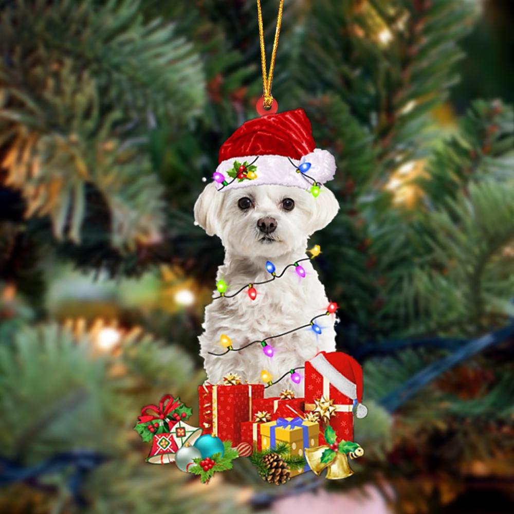 Ornament- WHITE Maltese-Dog Be Christmas Tree Hanging Ornament, Happy Christmas Ornament, Car Ornament