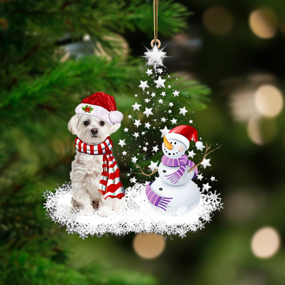 White Maltese-Star Tree Hanging Ornament
