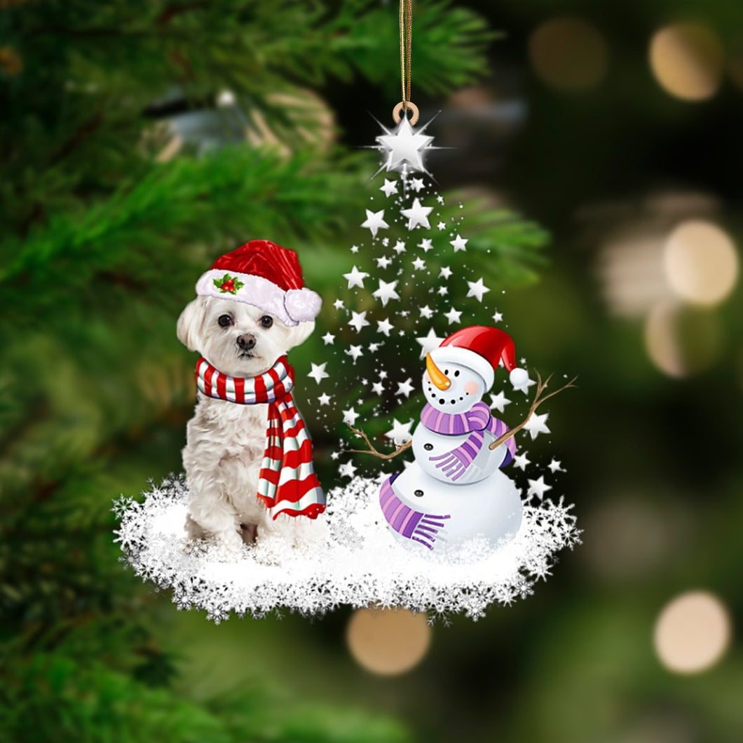 White Maltese-Star Tree Hanging Ornament