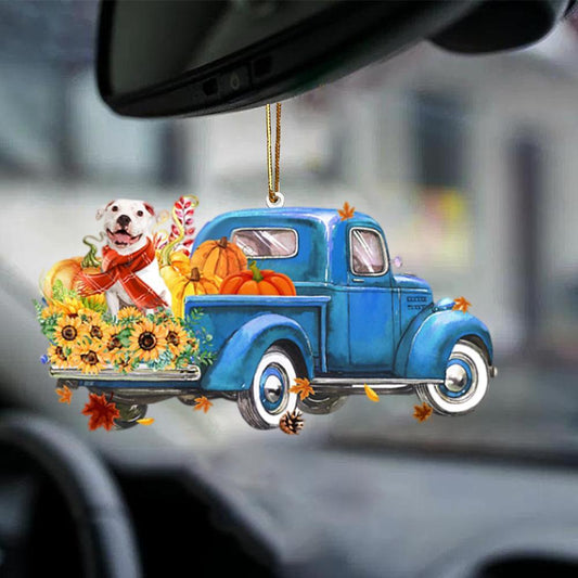 White Pitbull-Little Pumpkin-Two Sided Ornament