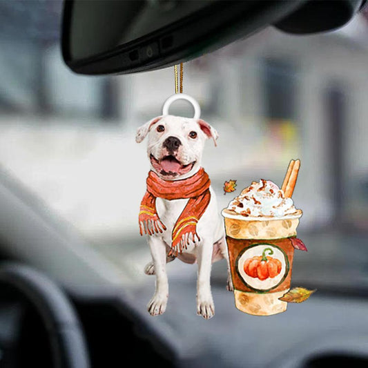 White Pitbull-Pumpkin Spice Kinda-Two Sided Ornament